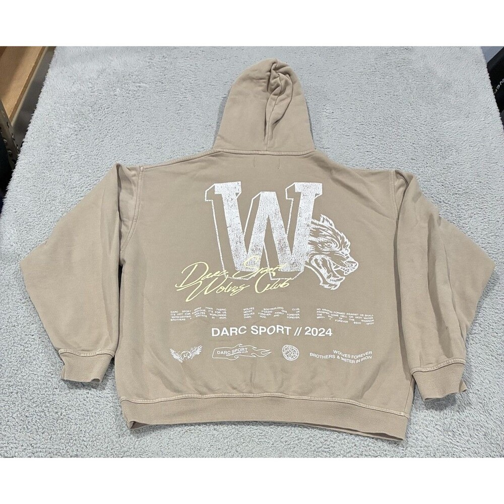 Darc Sport Hoodie Mens XL Beige Wolves Club 2024 Graphic Limited Edition